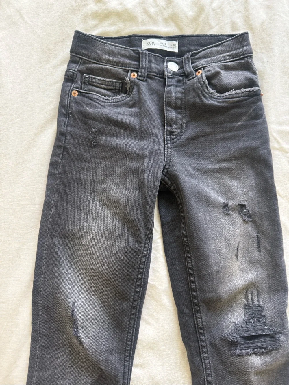 Zara Black Distressed Kids Skinny Jeans Size 8
